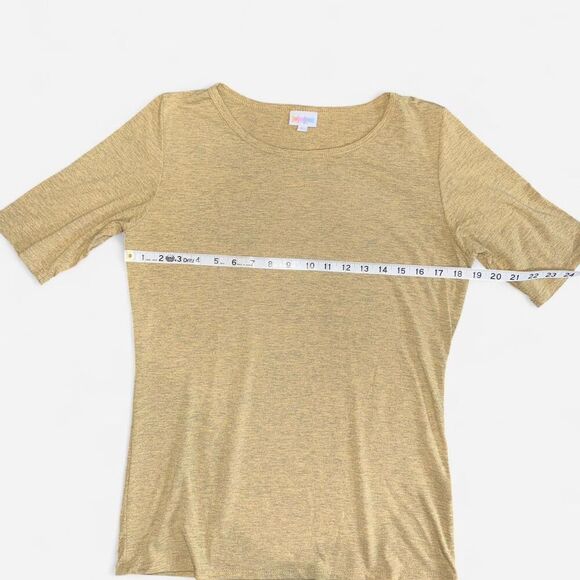 Lularoe "Gigi" Heather Mustard Half Sleeve T-Shirt - Picture 7 of 8